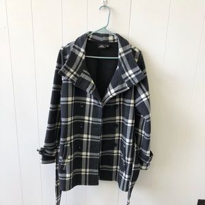 Black and White Plaid Coat